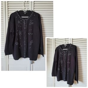 JENNY Beaded Acrylic Cardigan Sweater, Size 1X